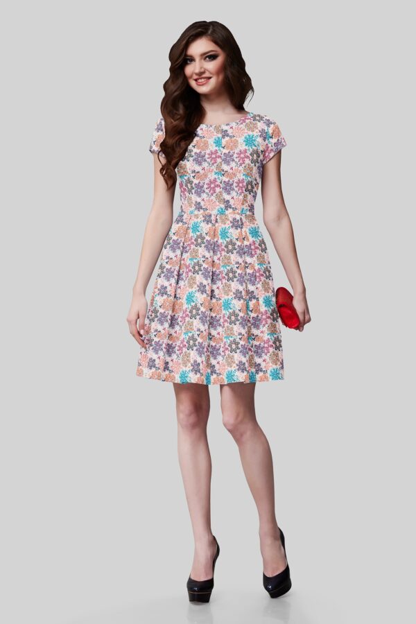 Hakoba offwhite with floral Lucknovi digital print cotton fabric - Image 4