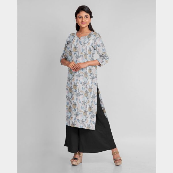 Hakoba offwhite with floral Lucknovi digital print cotton fabric - Image 2