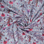 Hakoba Light blue with floral digital print cotton fabric