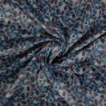 Crochet with digital leaf print on synthetic chanderi slub