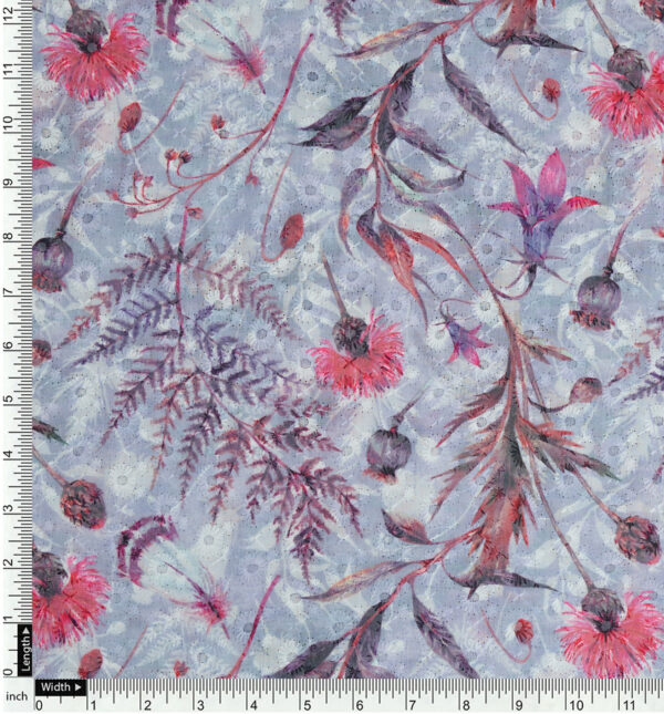 Hakoba Light blue with floral digital print cotton fabric - Image 5