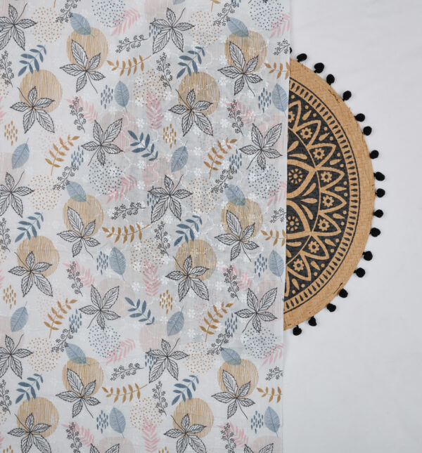 Hakoba offwhite with floral Lucknovi digital print cotton fabric - Image 4