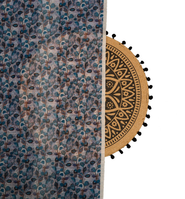 Crochet with digital leaf print on synthetic chanderi slub - Image 4