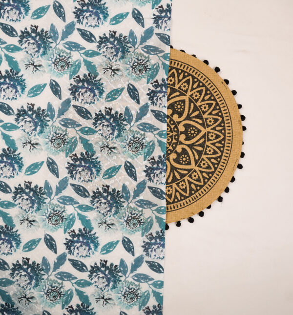 Hakoba white with floral digital print cotton fabric - Image 4
