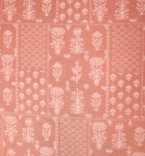 Floral print on peach cotton fabric - Image 2