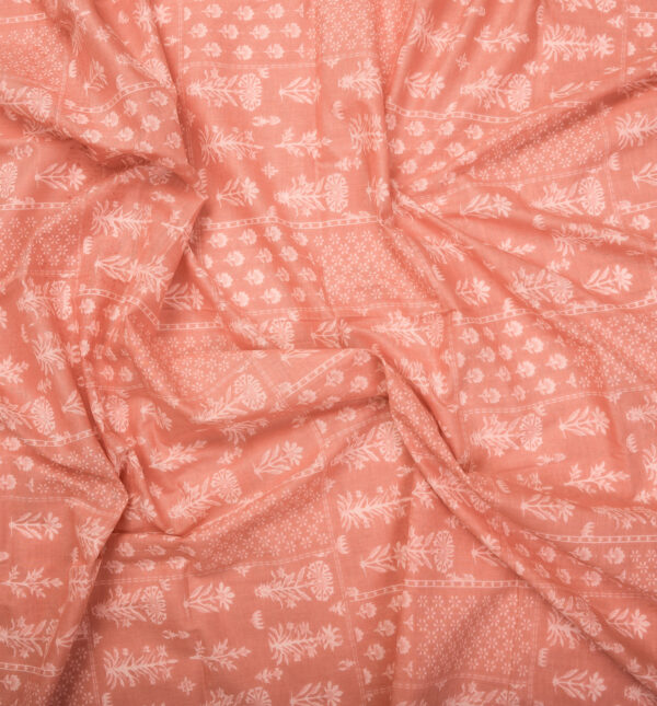 Floral print on peach cotton fabric