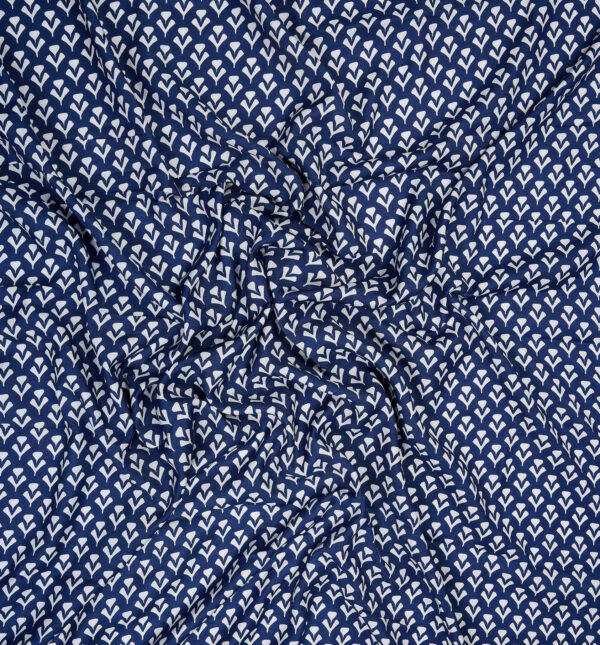 Navy Blue abstract print muslin fabric - Image 2