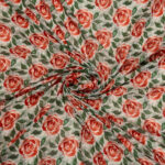 Cotton slub fabric with floral print