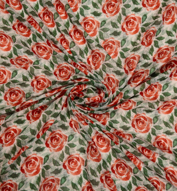 Cotton slub fabric with floral print