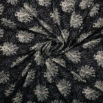 Abstract print on black cotton fabric with Katha work