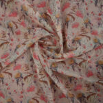 Digital floral print on light pink glass organza fabric