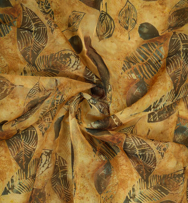 Digital leaf print on glass organza fabric