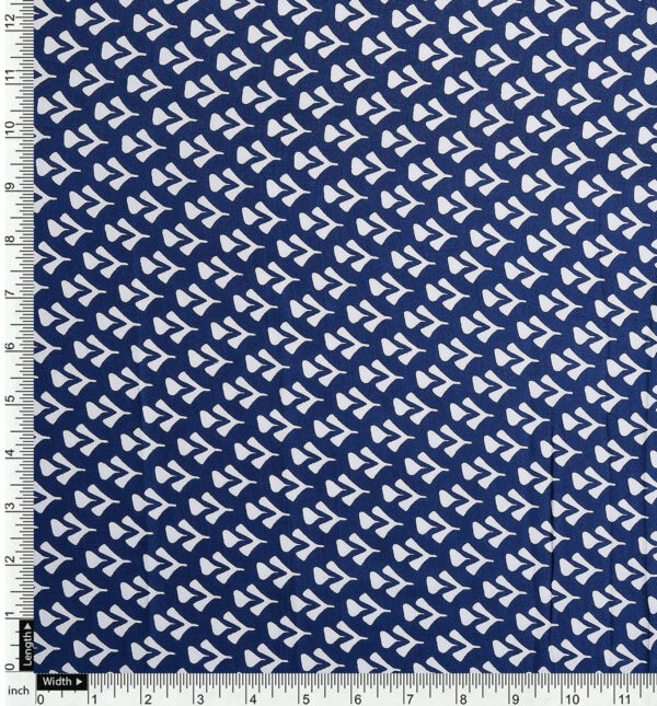Navy Blue abstract print muslin fabric - Image 4