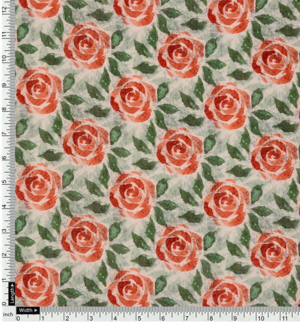 Cotton slub fabric with floral print - Image 4