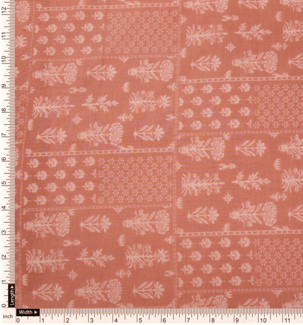 Floral print on peach cotton fabric - Image 4