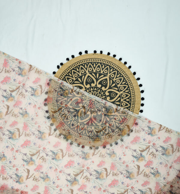 Digital floral print on light pink glass organza fabric - Image 5