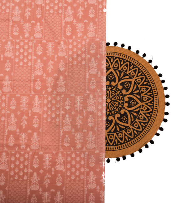 Floral print on peach cotton fabric - Image 5