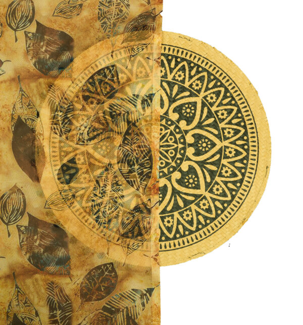 Digital leaf print on glass organza fabric - Image 4